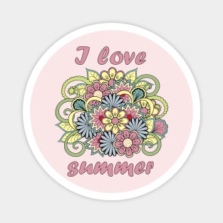 Summer composition doodle flowers Magnet